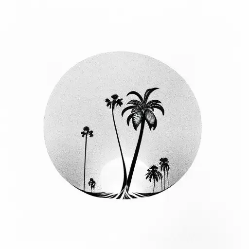 palm tree in the background with sunset  tattoo design idea