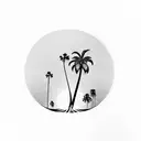 palm tree in the background with sunset  tattoo design idea