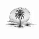 palm tree in the background with sunset  tattoo design idea