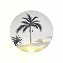 palm tree in the background with sunset  tattoo design idea