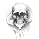 scissors in a burning skull  tattoo design idea