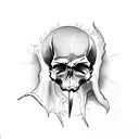 scissors in a burning skull  tattoo design idea