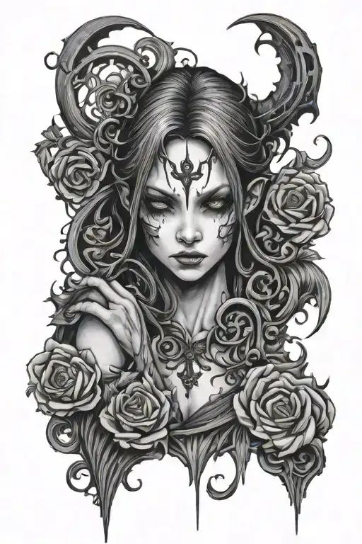 gothic and dark full manga tattoo design idea