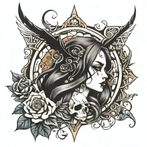 gothic and dark full manga tattoo design idea