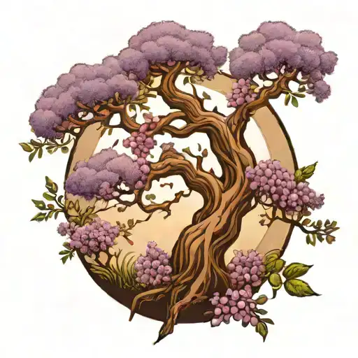Wysteria tree full sleeve tattoo design idea