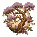Wysteria tree full sleeve tattoo design idea