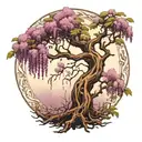 Wysteria tree full sleeve tattoo design idea