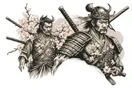 samurai in front of cherry blossom tree tattoo design idea