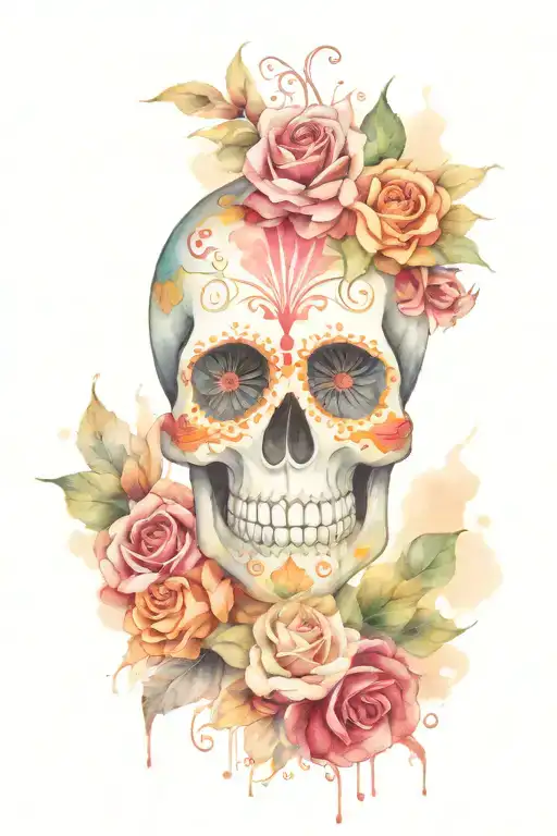 sugar skull surrounded tattoo design idea