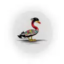 Create a tattoo with the cartoon ugly duckling in a bar with checkerd floor, alcohol bottles on the floor and the name A tattoo design idea