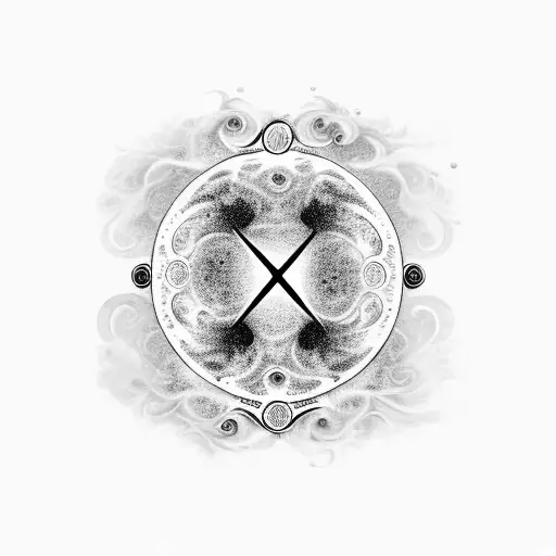 A powerful black-grey tattoo of the word 'Loveless' surrounded by swirling cosmic energy tattoo design idea