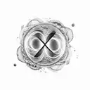 A powerful black-grey tattoo of the word 'Loveless' surrounded by swirling cosmic energy tattoo design idea