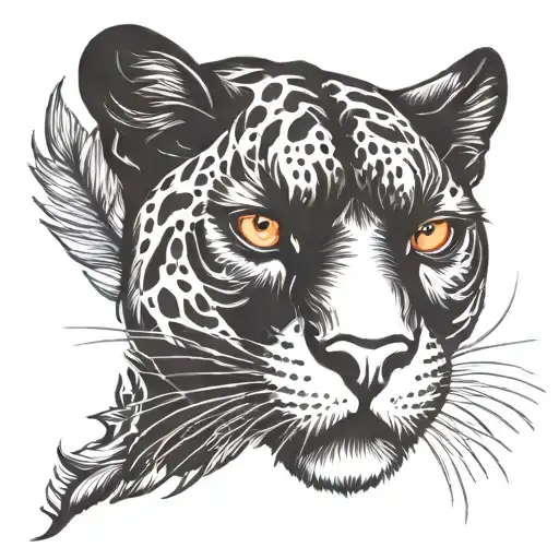 panther with red eyes tattoo design idea