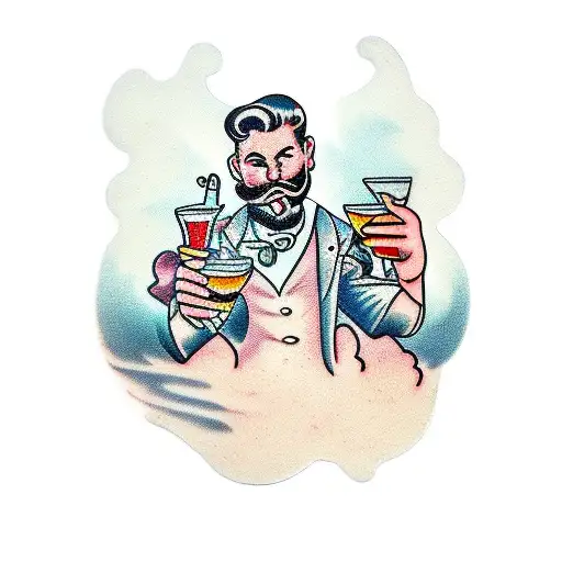 Bartender, Glass, Optimistic tattoo design idea