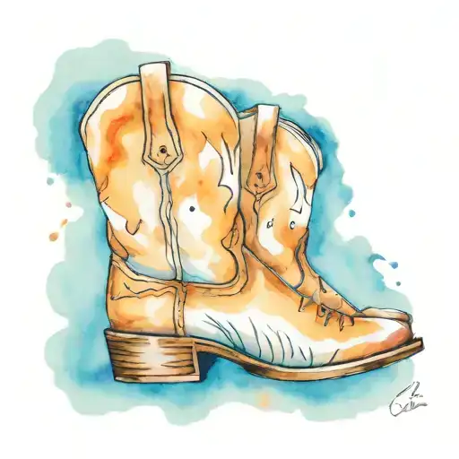 country music guitar and cowboy boot tattoo design idea