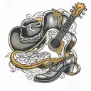 country music guitar and cowboy boot tattoo design idea