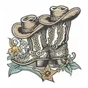 country music guitar and cowboy boot tattoo design idea