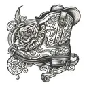 country music guitar and cowboy boot tattoo design idea
