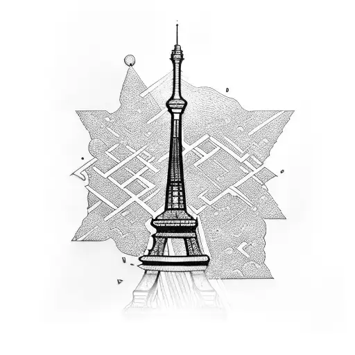 Croissant on top of the Eiffel tower tattoo design idea