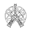 Croissant impaled by the Eiffel tower tattoo design idea