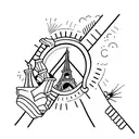 Croissant impaled by the Eiffel tower tattoo design idea