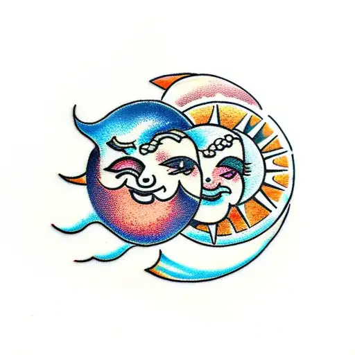 sun and moon couples tattoo tattoo design idea