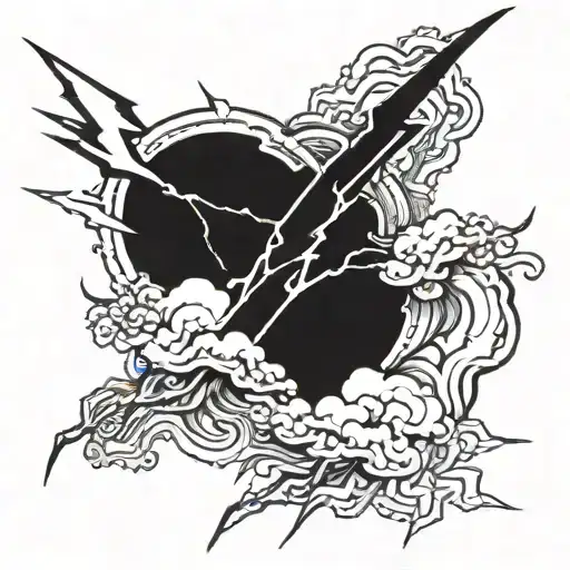 lightning and japanese tattoo design idea