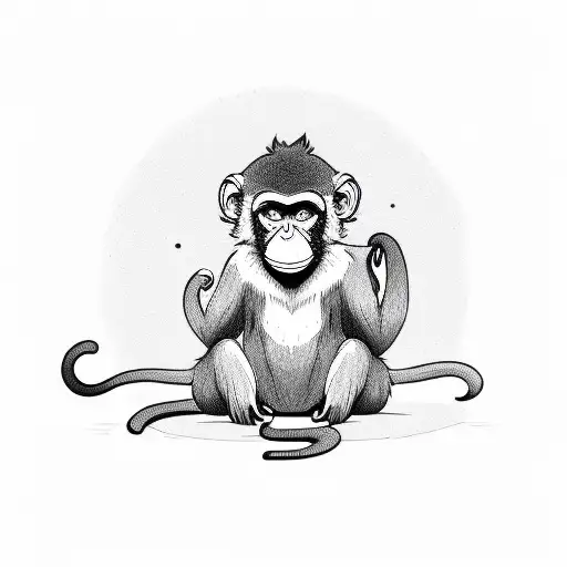 monkey warning minimal tattoo design idea