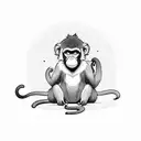monkey warning minimal tattoo design idea