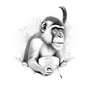 monkey warning minimal tattoo design idea