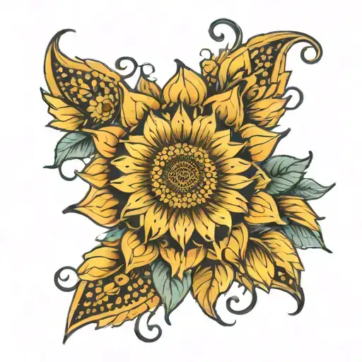 Mandala with sunflower  tattoo design idea