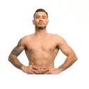 a man posing in front of a black background tattoo design idea