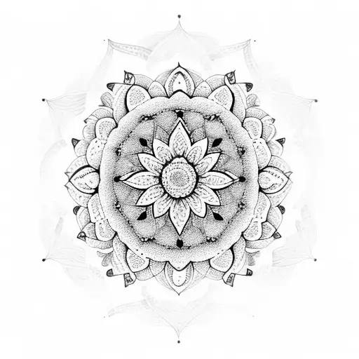 mandala with flower tattoo design idea