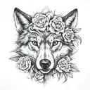 she-wolf with 3 carnations tattoo design idea