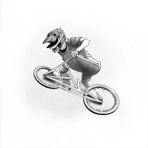 rick ride on bmx on ramp made of portal tattoo design idea