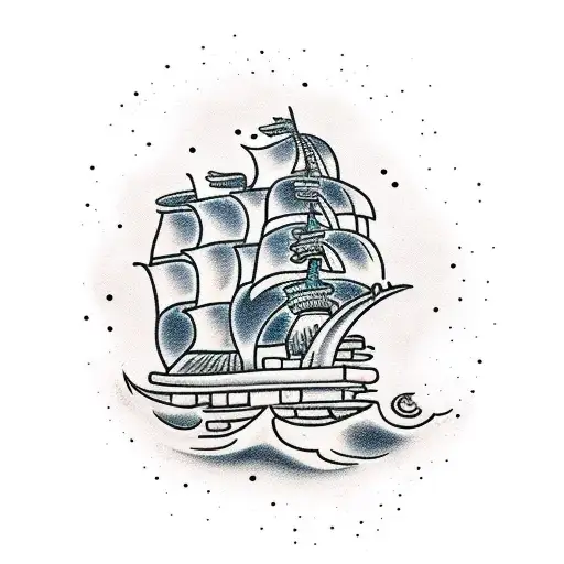 pirate ship in storm tattoo design idea