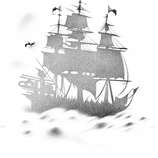 pirate ship in storm tattoo design idea