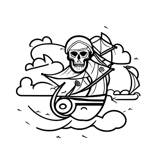 pirate ship in storm tattoo design idea