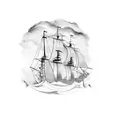 pirate ship in storm tattoo design idea