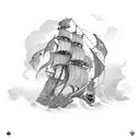 pirate ship in storm tattoo design idea