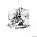 pirate ship in storm tattoo design idea