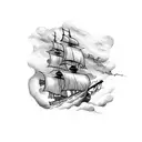 pirate ship in storm tattoo design idea
