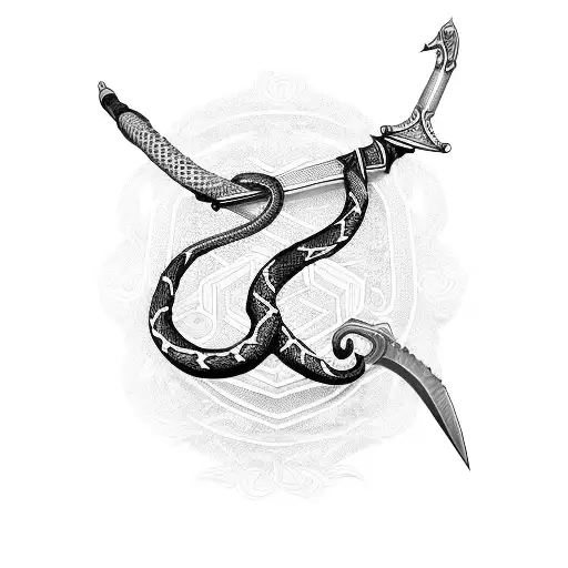 sword wrapped with snake  tattoo design idea