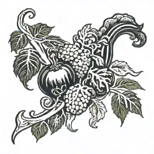 black vegetables tattoo design idea