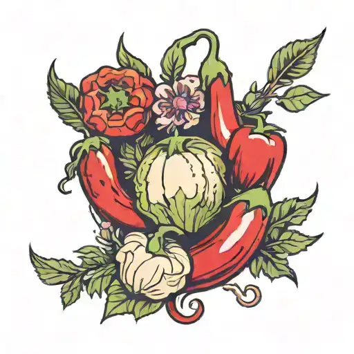 red vegetables tattoo design idea