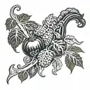 black vegetables tattoo design idea