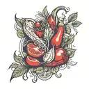 red vegetables tattoo design idea