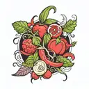 red vegetables tattoo design idea