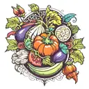 colorful vegetables tattoo design idea