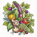 colorful vegetables tattoo design idea